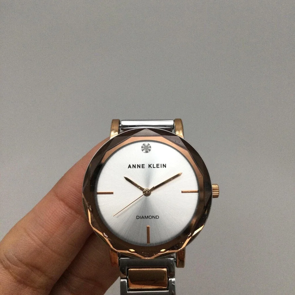 Anne Klein Womens Watch 32mm Two Tone Diamond Bracelet AK/3279 New Battery